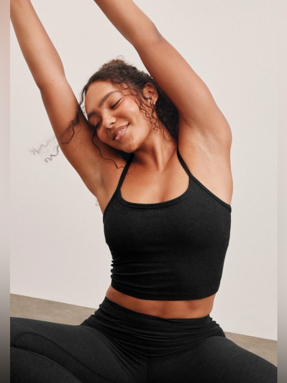 Beyond Yoga Spacedye Slim Racerback Cropped Tank size S Darkest Night/Black